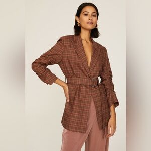 Derek Lam 10 Crosby Plaid Belted Blazer